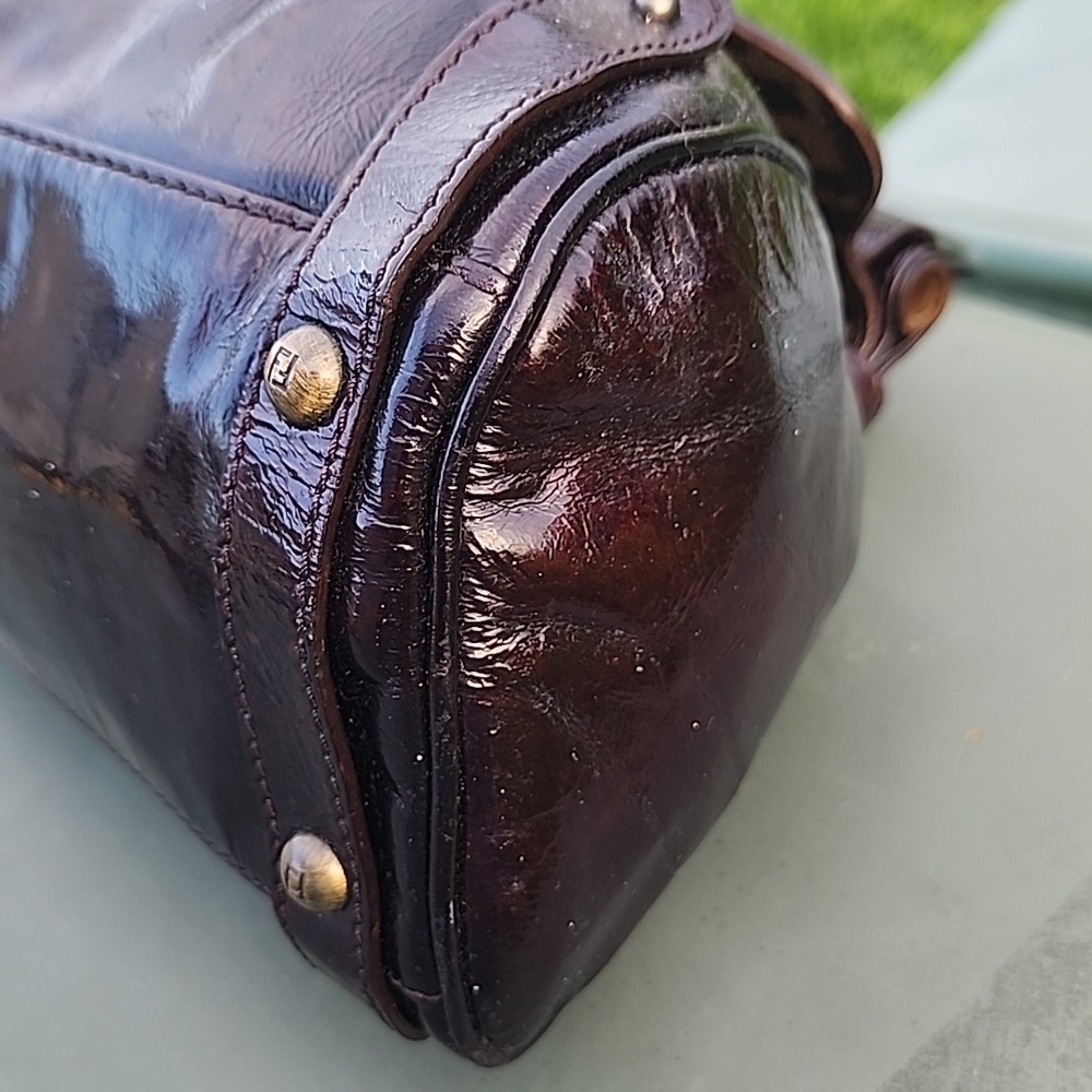 AUTHENTIC RARE FENDI Patent Leather Magic Burgundy Brown Bag - Picture 7 of 16